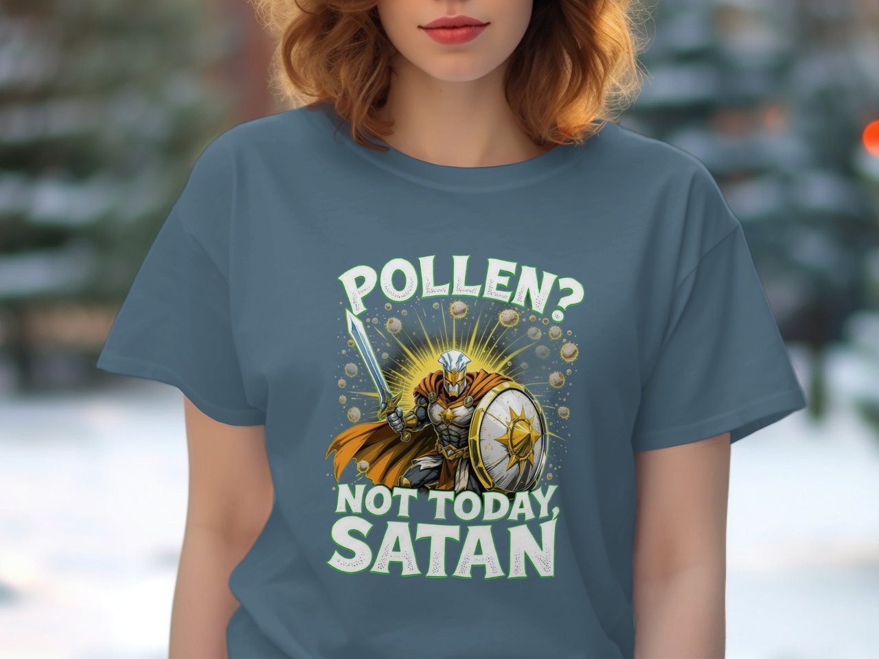 Pollen Not Today Satan T-Shirt, Allergy Season Shirt, Funny Spring Shirt, Warrior Fighting Allergies Tee, Seasonal Allergies T-Shirt