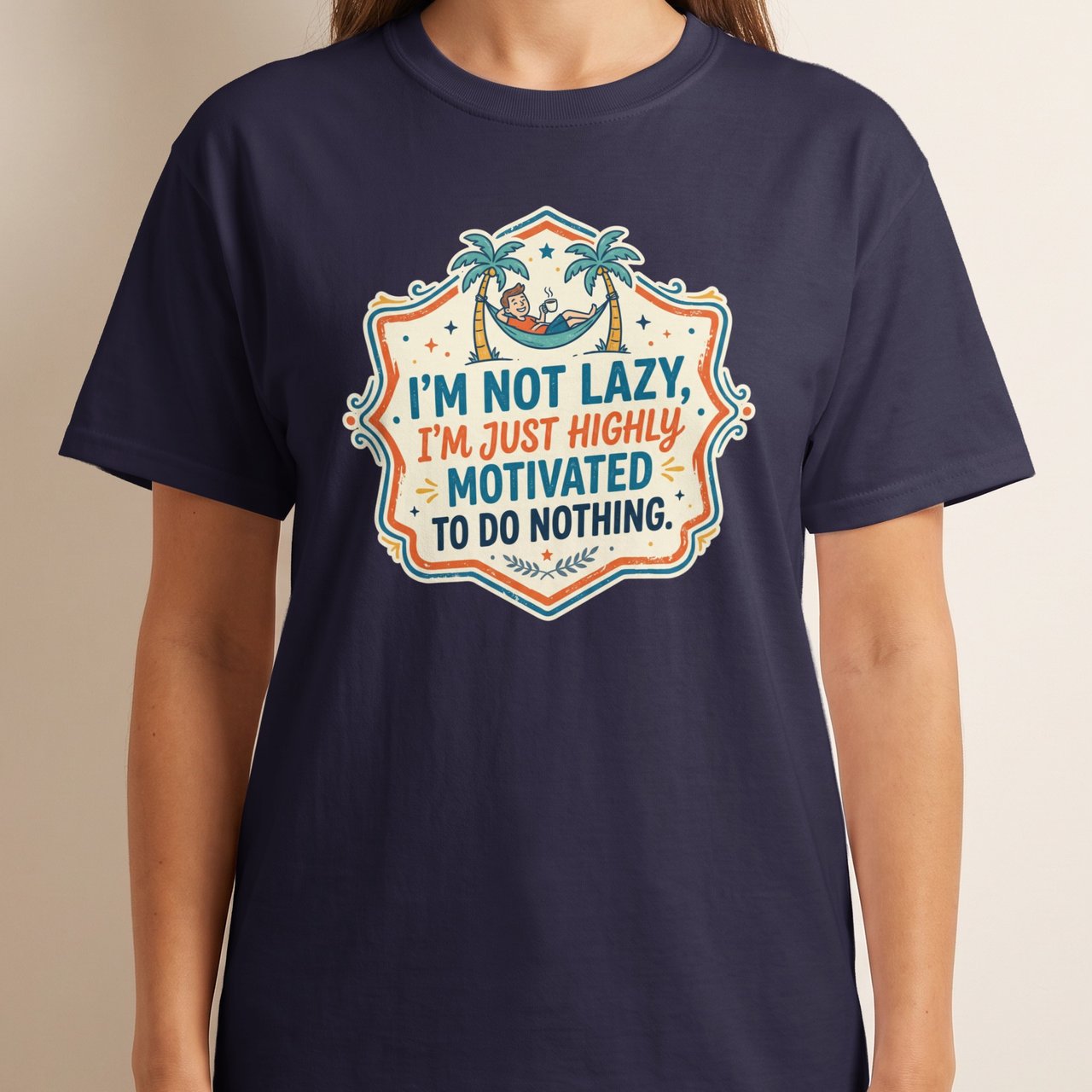 Funny Highly Motivated To Do Nothing T-Shirt, Relaxed Palm Tree Hammock Tee, Humorous Vacation Vibe Retro Shirt Gift