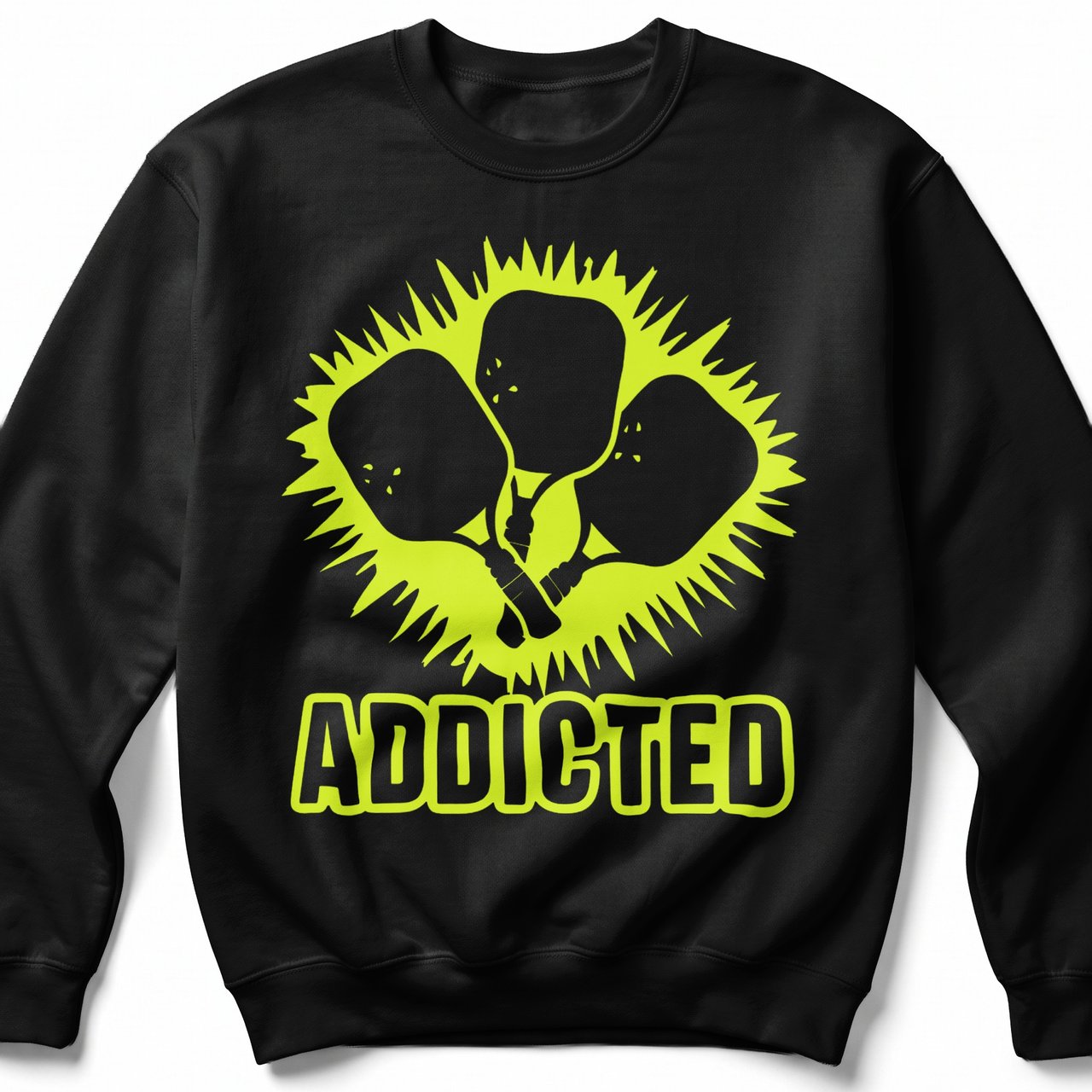 Pickleball Gildan Crewneck Sweatshirt, Addicted Graphic Print, Court Warm Up Fleece Lounge Pullover