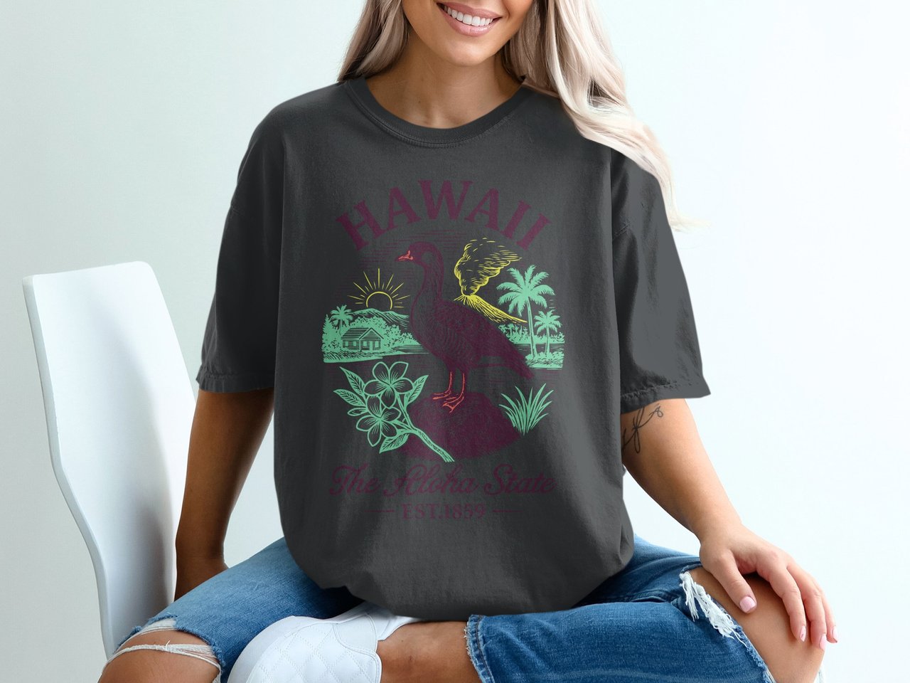 Hawaii The Aloha State Nene Goose Graphic Tee