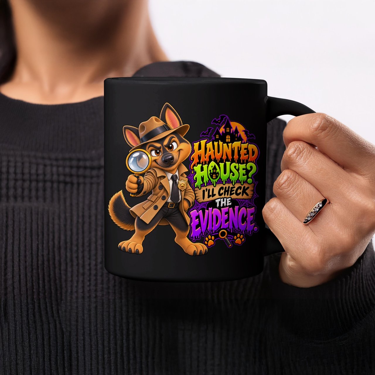 German Shepherd Halloween Detective Mug