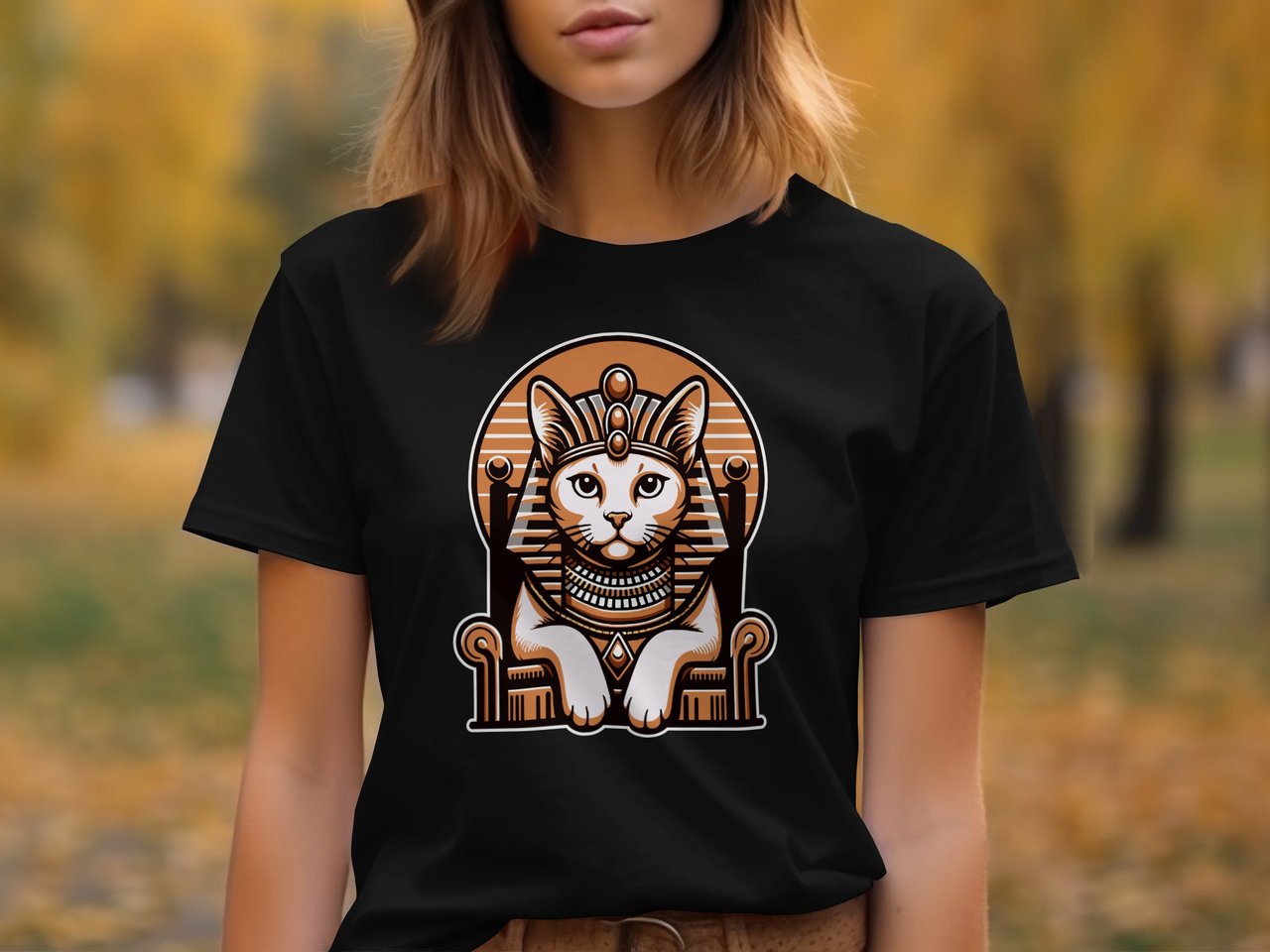 Egyptian Cat Goddess T-Shirt, Sphinx Cat Pharaoh Tee, Unisex Ancient Egypt Shirt, Casual Cotton Top, Gift for Cat Lovers