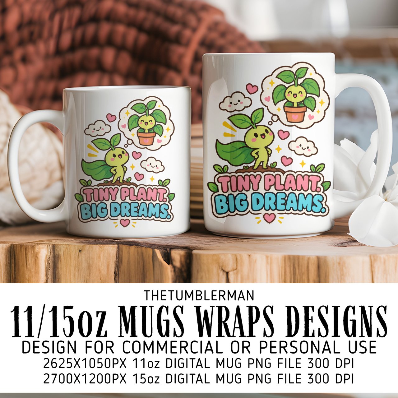 Tiny Plant Big Dreams Digital Mug Wrap