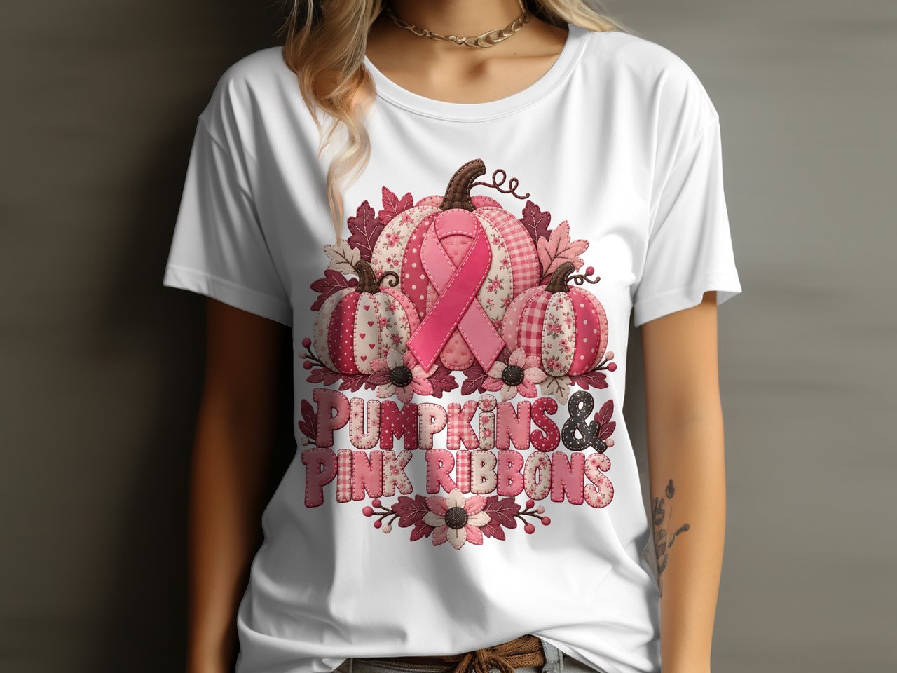 Pumpkins & Pink Ribbons Tee