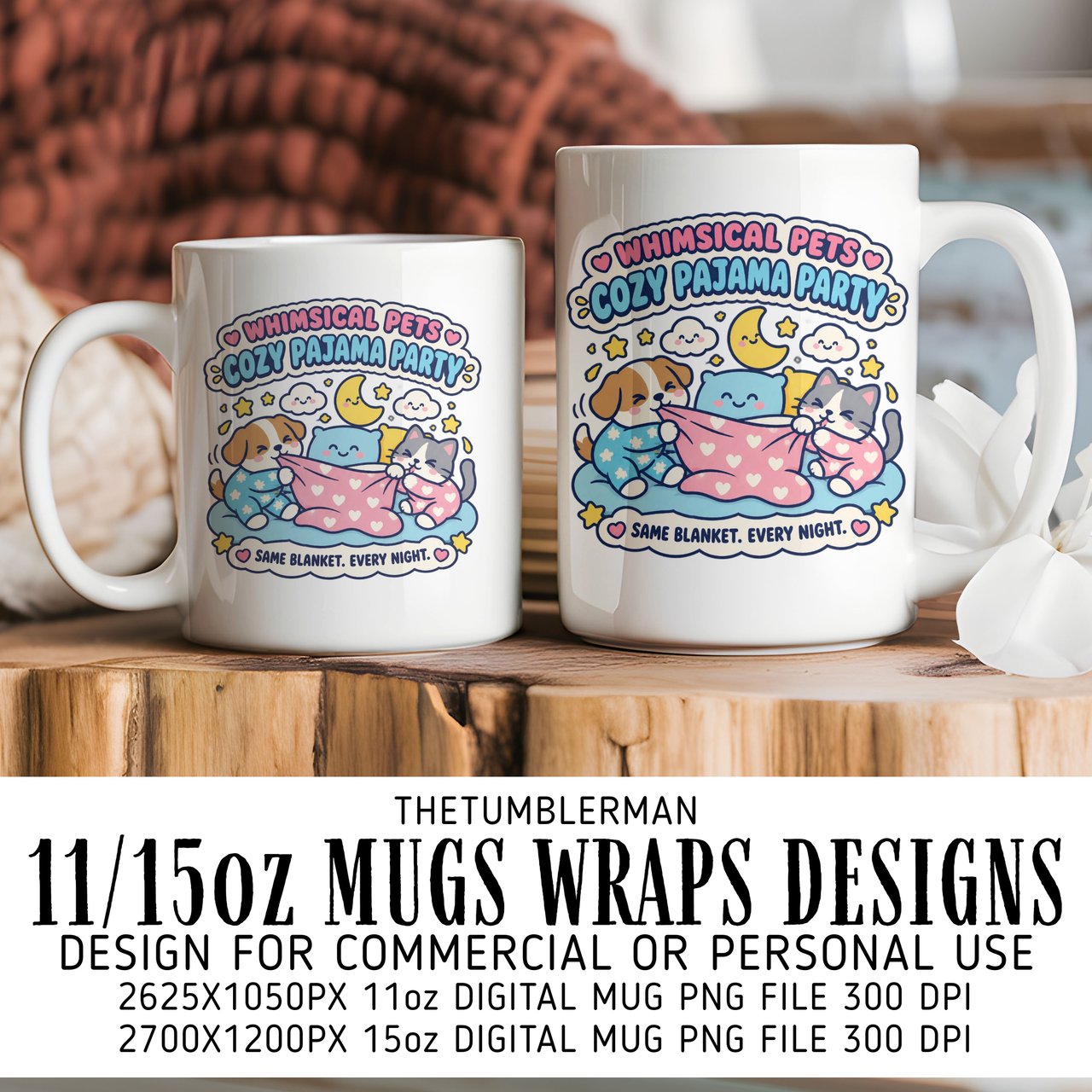 Cozy Pajama Party Digital Mug Wrap