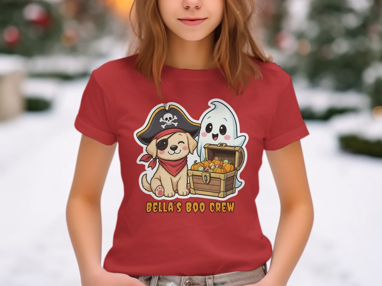 Cute Pirate Labraodor and Ghost Crew Sweatshirt, Halloween Treasure Hunt Apparel, adult and kid size t-shirts