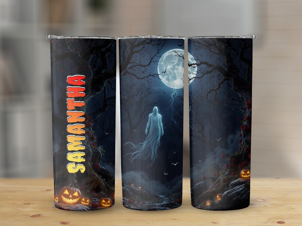 Personalized Halloween Tumbler, Spooky Ghost Tumbler, Custom Name Tumbler, Halloween Gift, Fall Tumbler, Personalized Halloween Gift