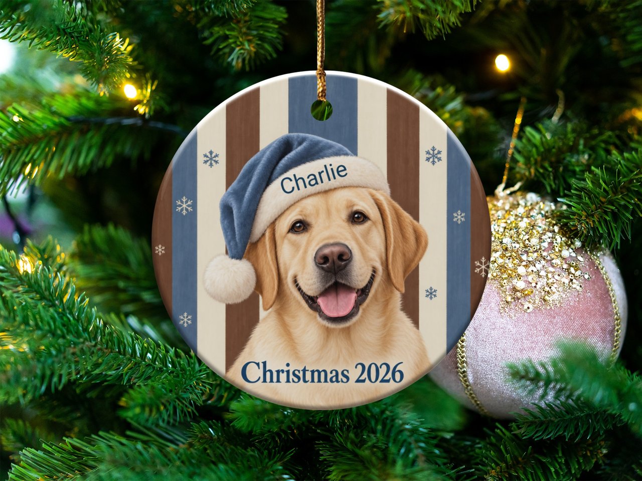 Golden Retriever Christmas Ornament 2026, Yellow Lab Dog Tree Keepsake, Holiday Puppy Santa Hat Decor, Pet Lover Keepsake Gift