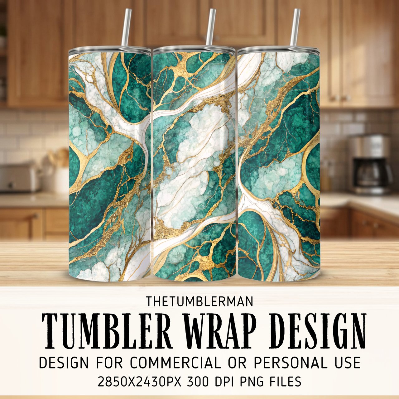 Emerald Green Marble Gold Veins Tumbler, Digital Download, 20 oz Skinny Tumbler Wrap Sublimation Design, Straight and Tapered Wrap png