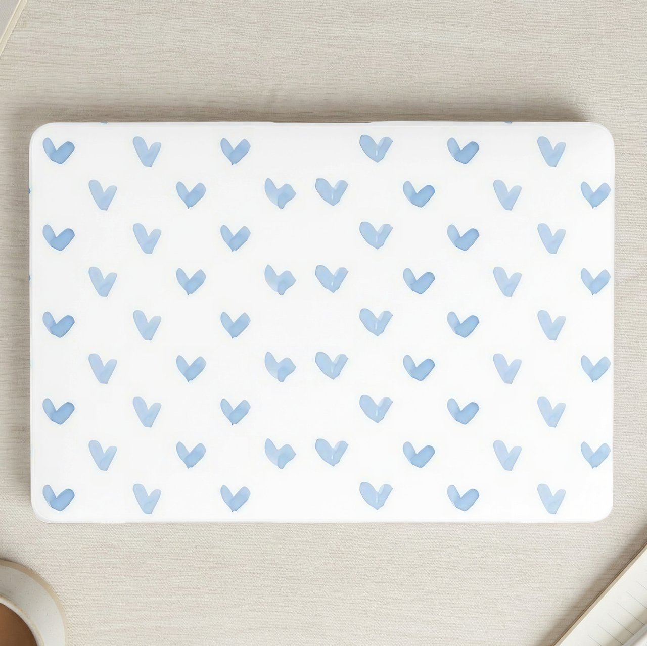 Soft Blue Hearts MacBook Case