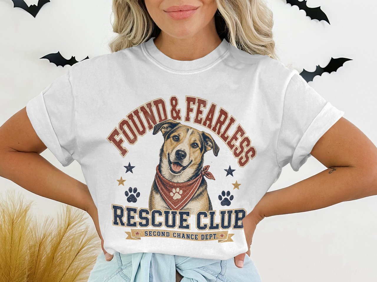 Found & Fearless Rescue Club Dog Lover T-Shirt | Vintage Distressed Second Chance Dept Tee | Adopt Don't Shop Animal Advocate Pet Owner Gift
