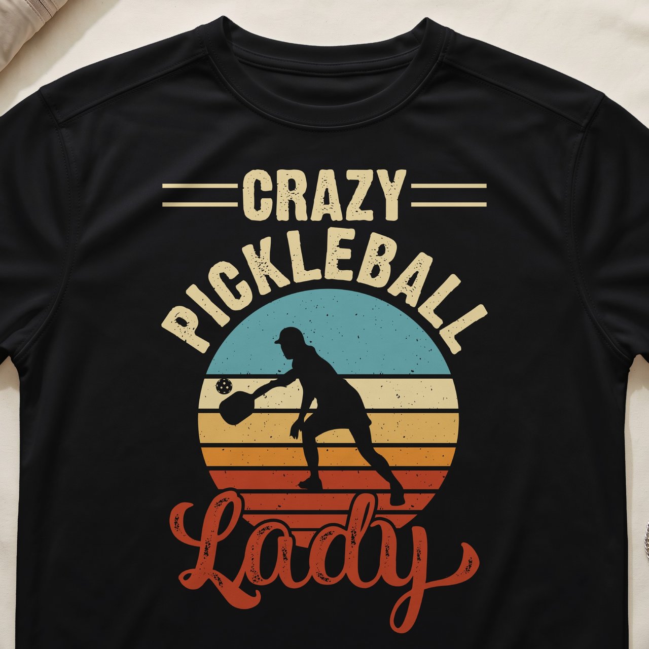 Pickleball Sport-Tek Performance Tee, Crazy Pickleball Lady Silhouette, Moisture-Wicking Court Apparel