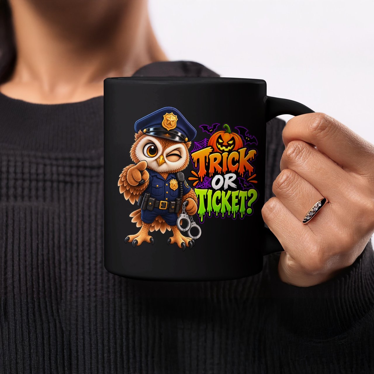Trick Or Ticket Police Owl Mug