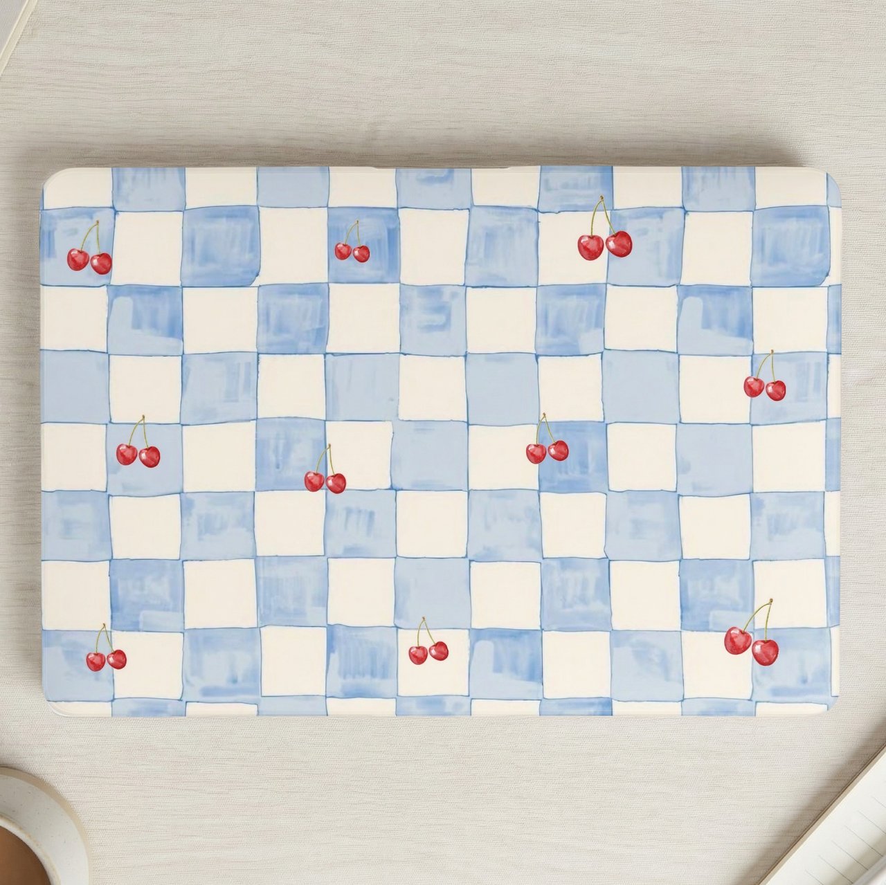Blue Checkered Cherry MacBook Case