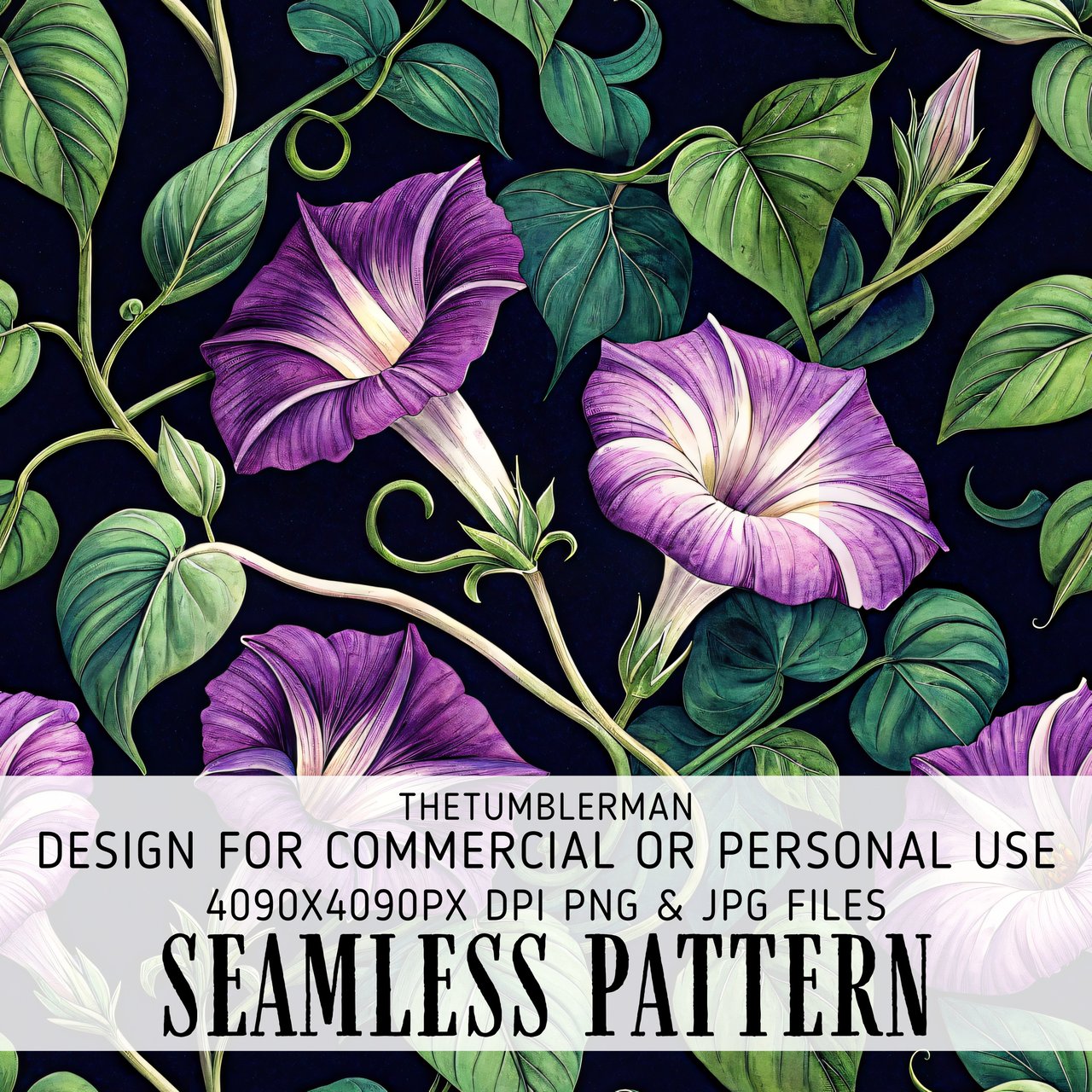 Morning Glory Tumbler Digital Paper, Watercolor Floral Tumbler Design, Flower Backgrounds, Floral Junk Journal Pages, Printable PNG