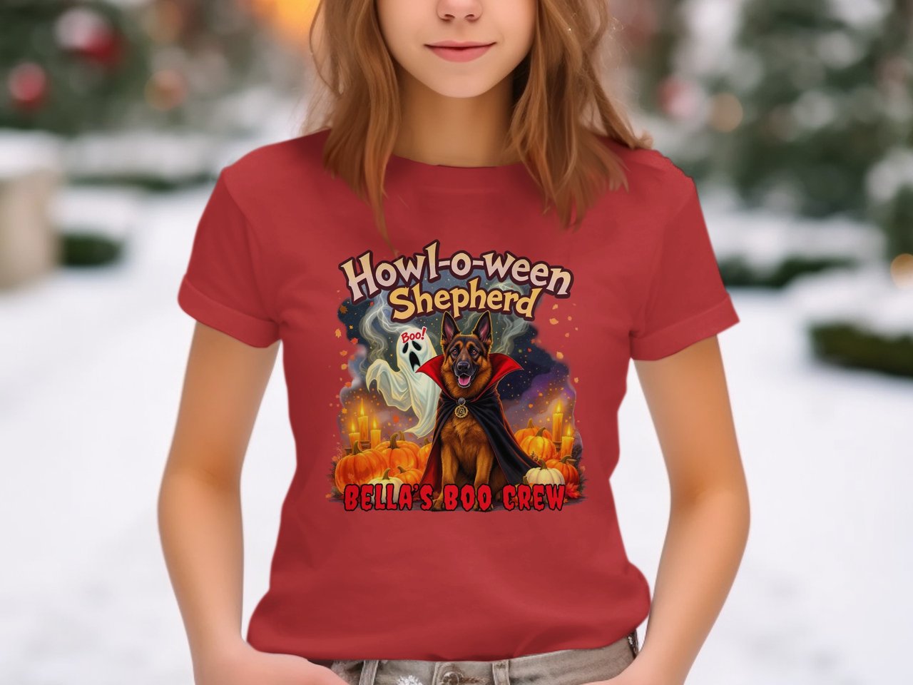 Howl-o-ween Shepherd Boo Crew German Shepherd Halloween Sweatshirt, adult and kid size t-shirts