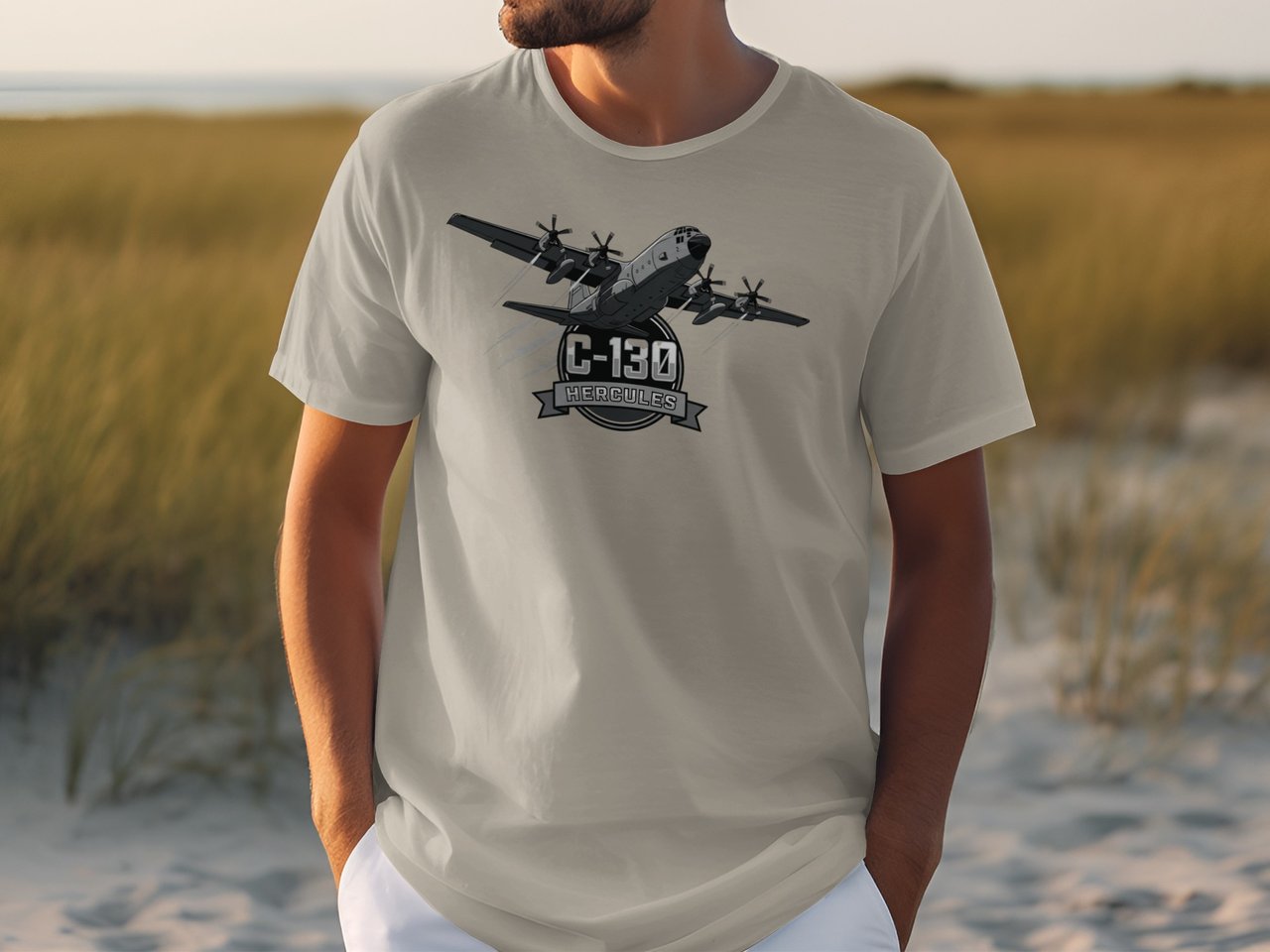 C-130 Hercules T-Shirt, Military Aircraft Gift for Veteran Dad, Air Force Crewneck Tee, Aviation Pilot Shirt, Patriotic Men's Gift