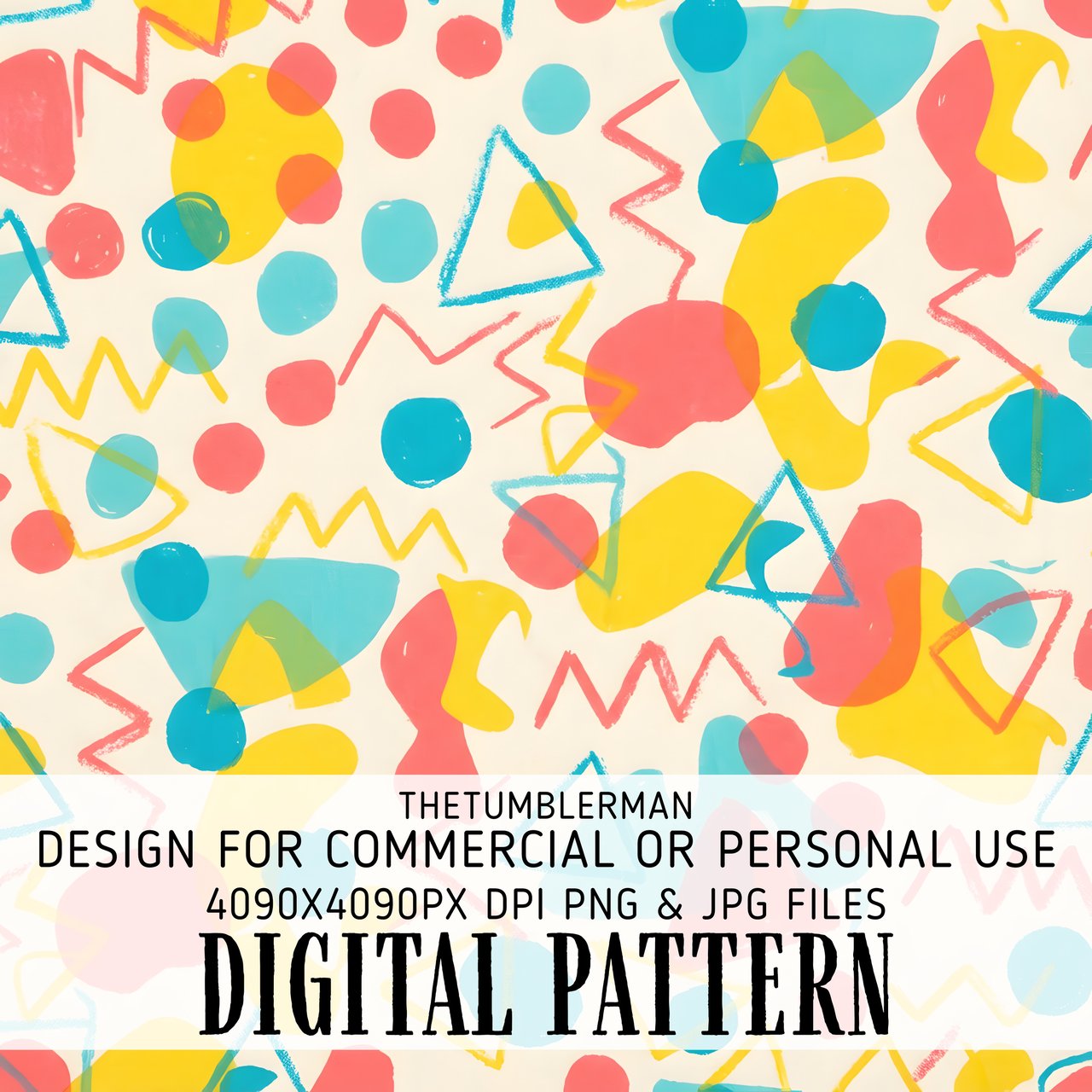 Digital Pattern Bundle, Abstract Shapes, Fun Design, Digital Paper Pack, Seamless Pattern, Commercial Use, Printable Art, Colorful Digital