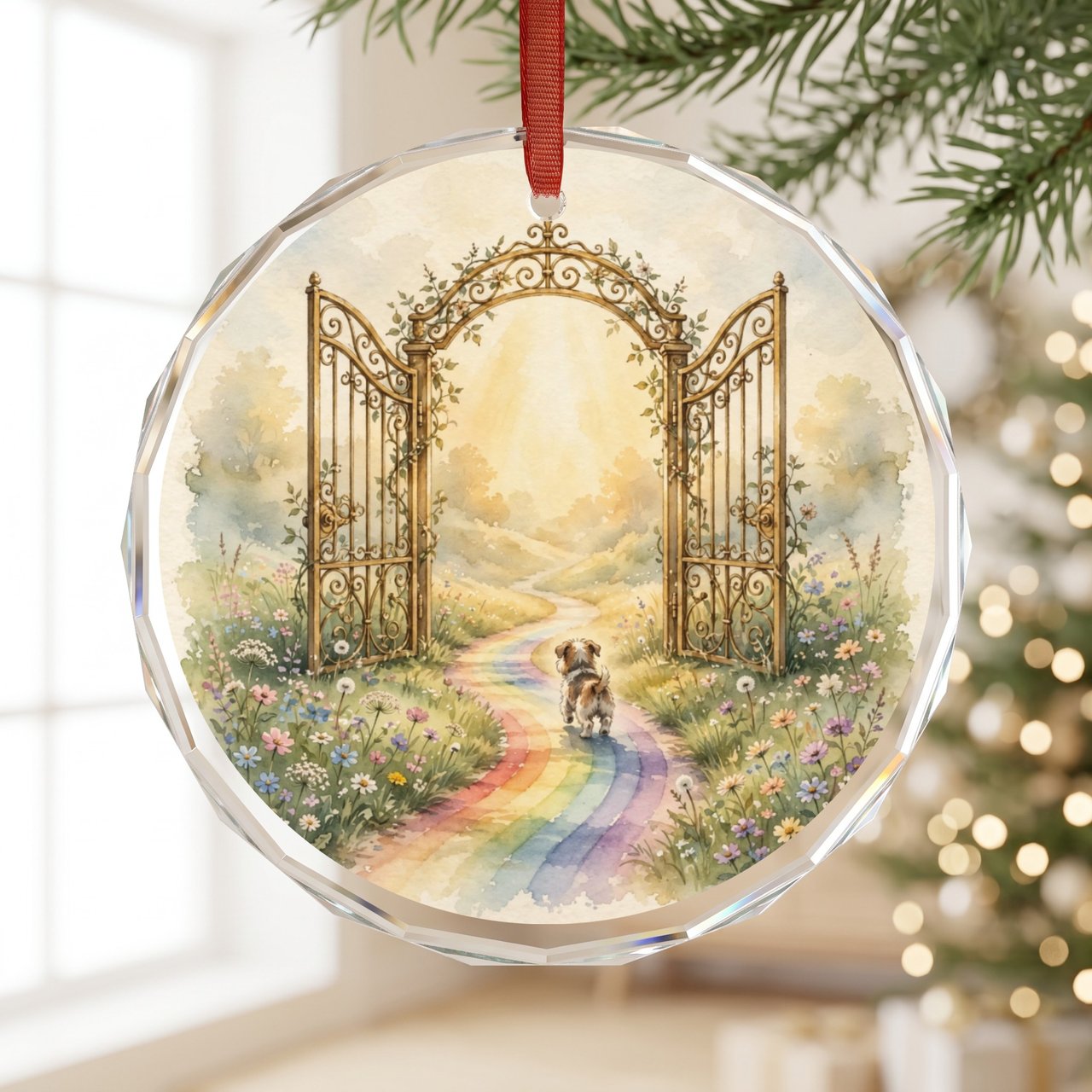 Dog Memorial Ornament | Rainbow Bridge Gates | Personalized Pet Loss Gift