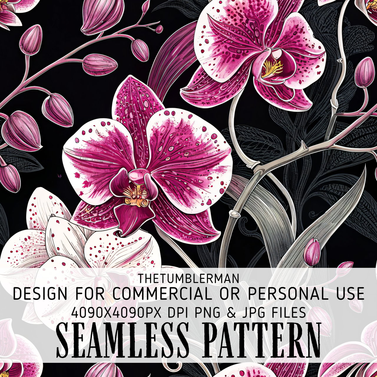 Orchid Tumbler Design, Digital Download, Floral Tumbler PNG, Watercolor Flower Backgrounds, Junk Journal Pages, Digital Scrapbooking Paper