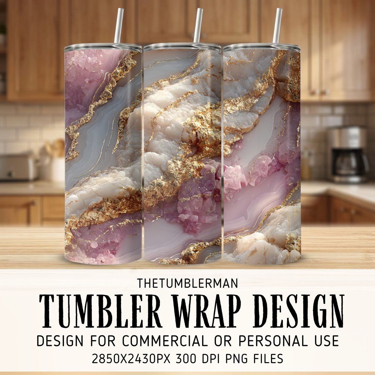20 oz Pink Agate Tumbler Wrap, Skinny Tumbler Sublimation Design, Straight and Tapered Wrap png, Digital Tumbler, Instant Download