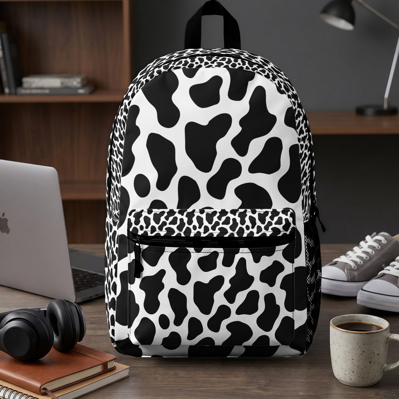 Cow Print Backpack & Spiral Notebook Set, Aesthetic Y2K Back to School Farm Animal Pattern Diary Journal