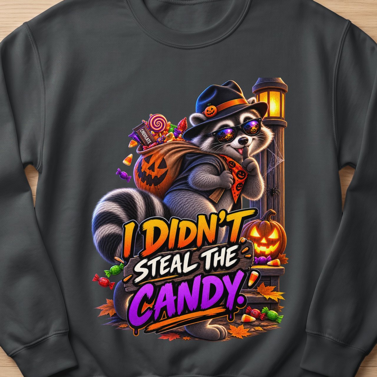 Randy the Raccoon Halloween Candy Sweatshirt