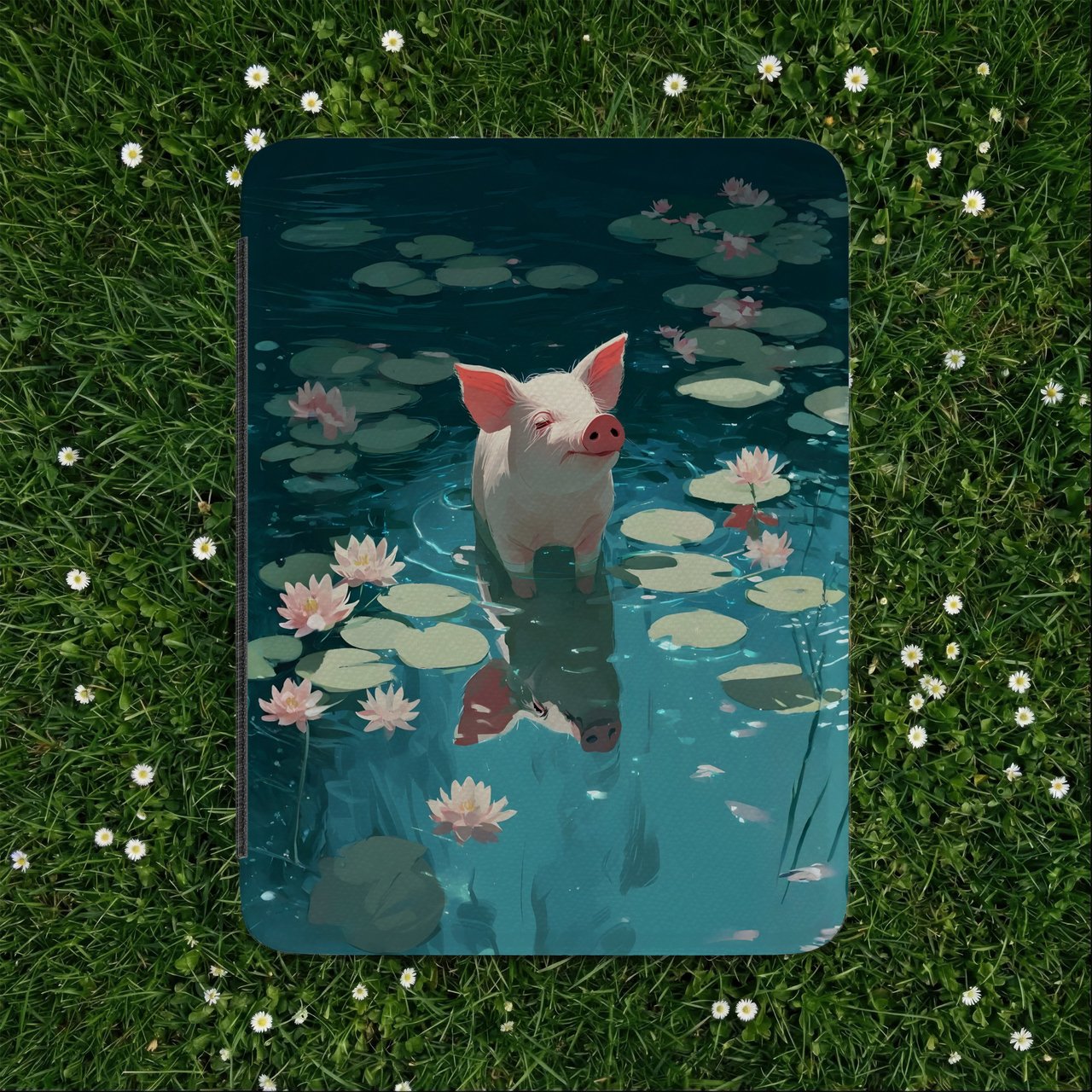 Water Lily Pig Kindle Case