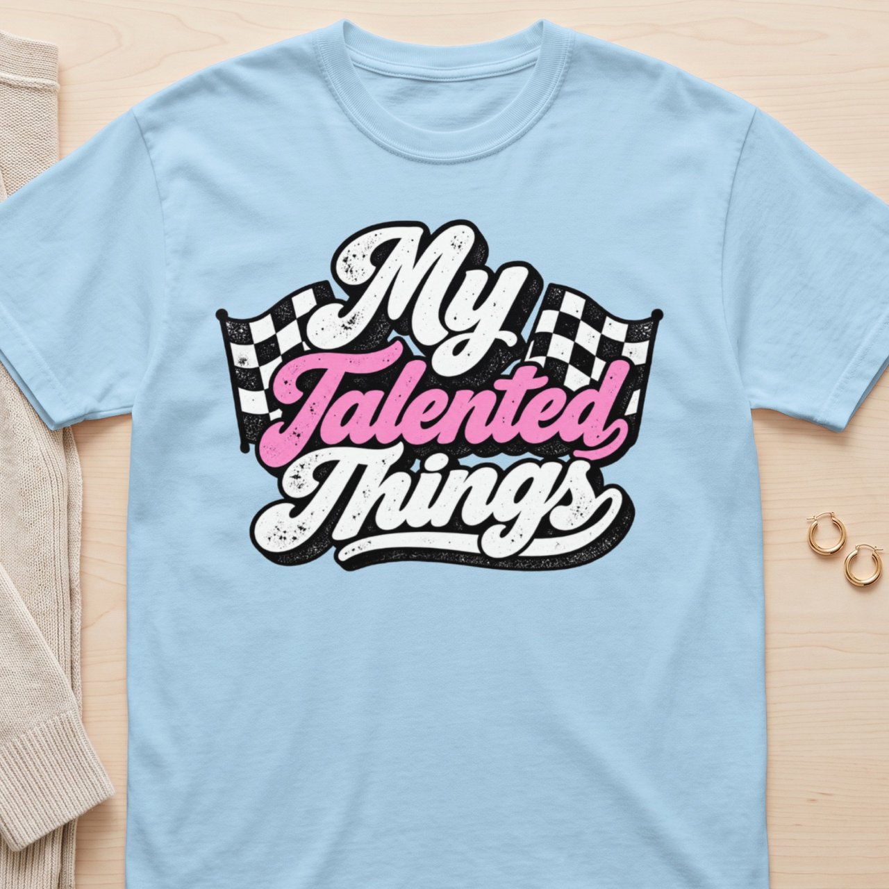 My Talented Things Retro Racing Shirt | Comfort Colors 1717 Checkered Flag Graphic Tee