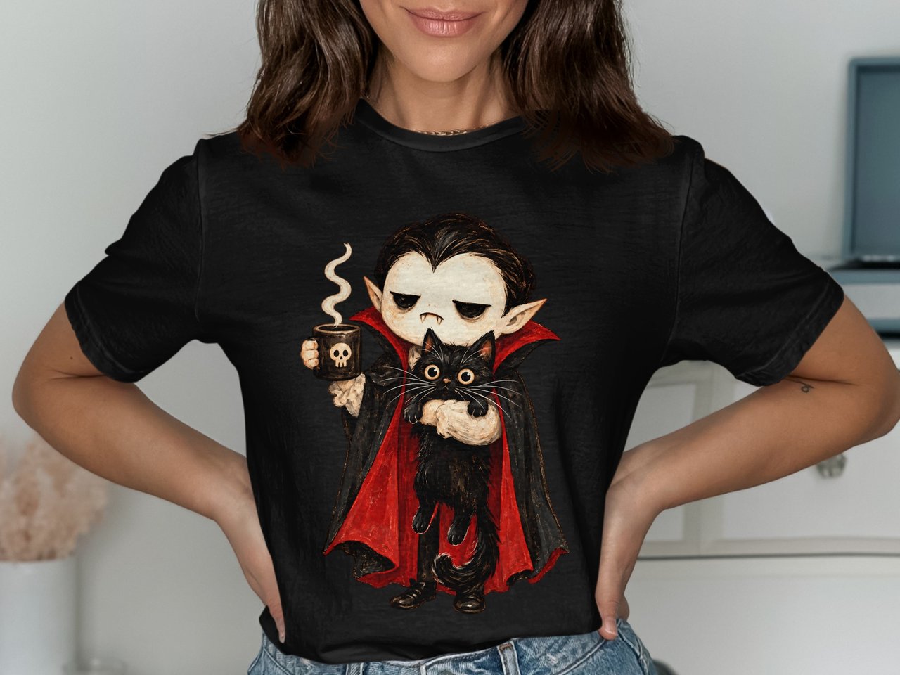 Vampire Coffee and Cat Tee or Sweatshirt