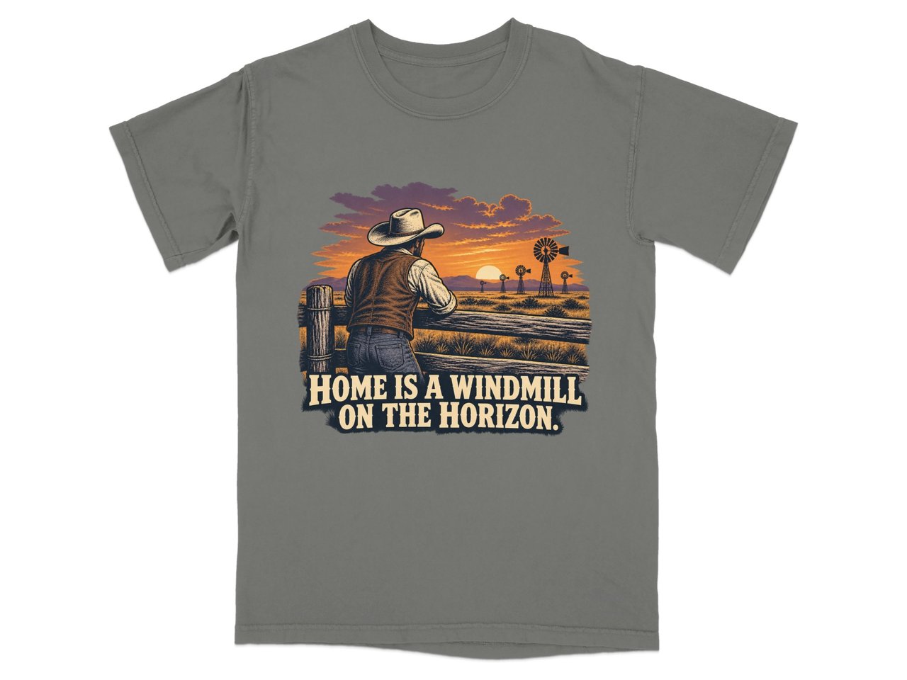 Windmill On The Horizon Cowboy Tee