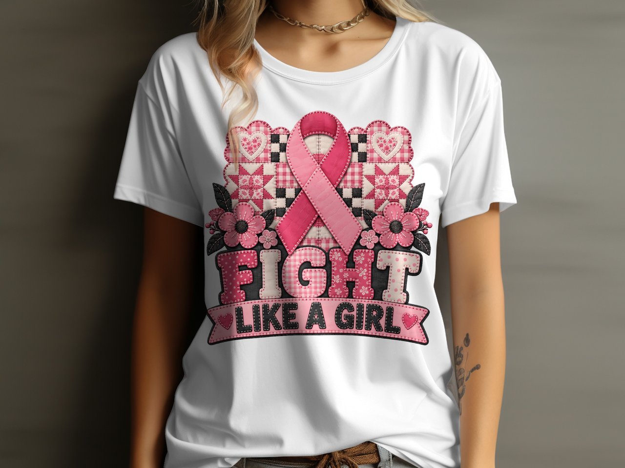 Fight Like A Girl Patchwork Tee