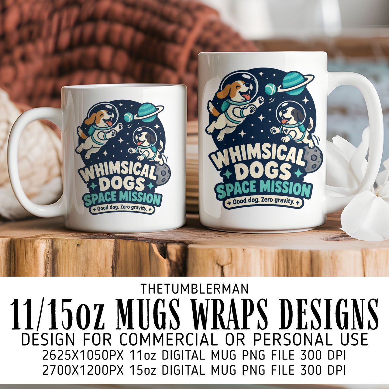 Whimsical Dogs Space Mission Mug Wrap