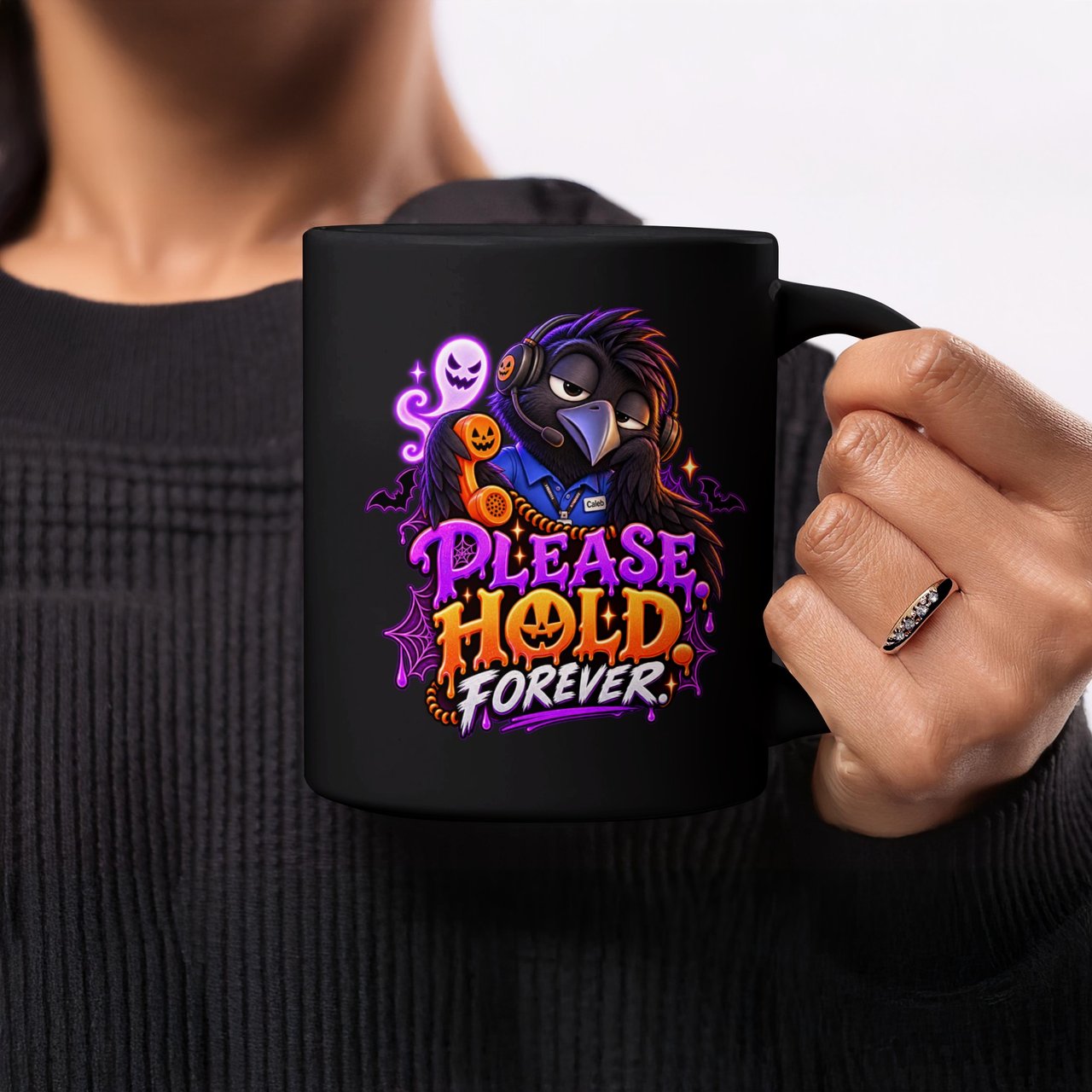 Please Hold Forever Crow Call Center Mug