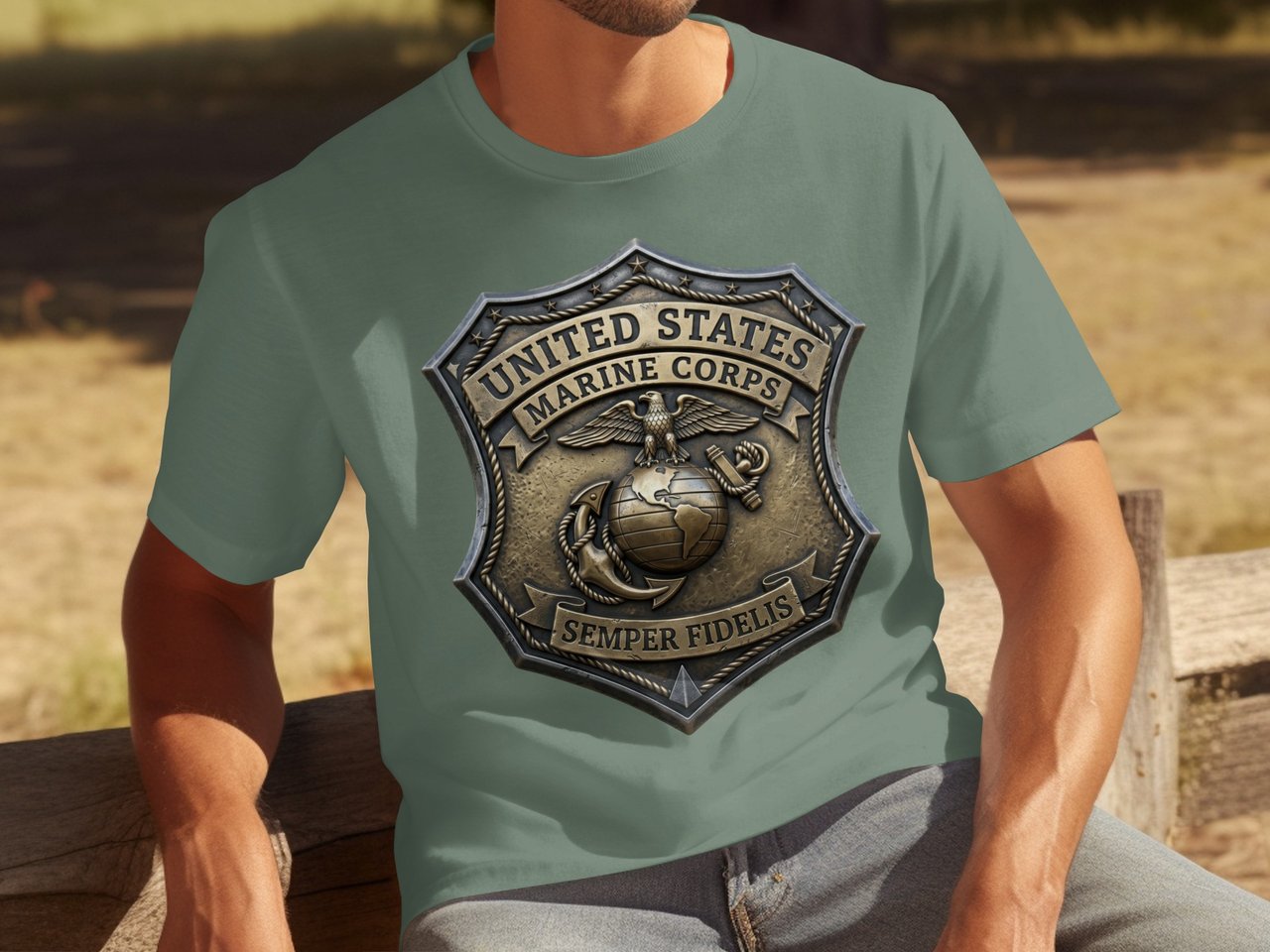 Marine Corps Emblem T-Shirt, USMC Semper Fidelis Patriotic Military Shirt, Veteran Gift Tee, Marine Family Apparel