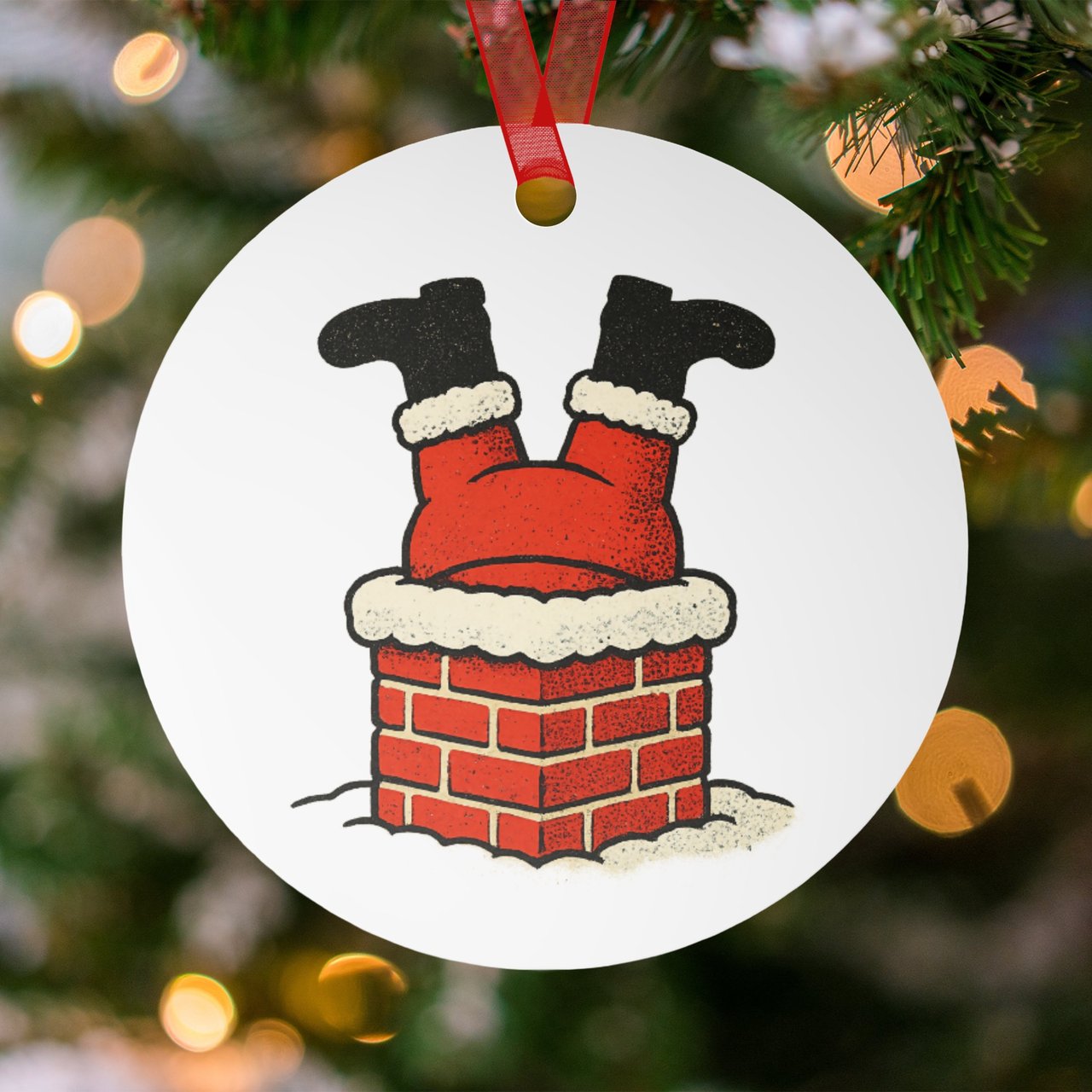 Santa Stuck in Chimney Ornament