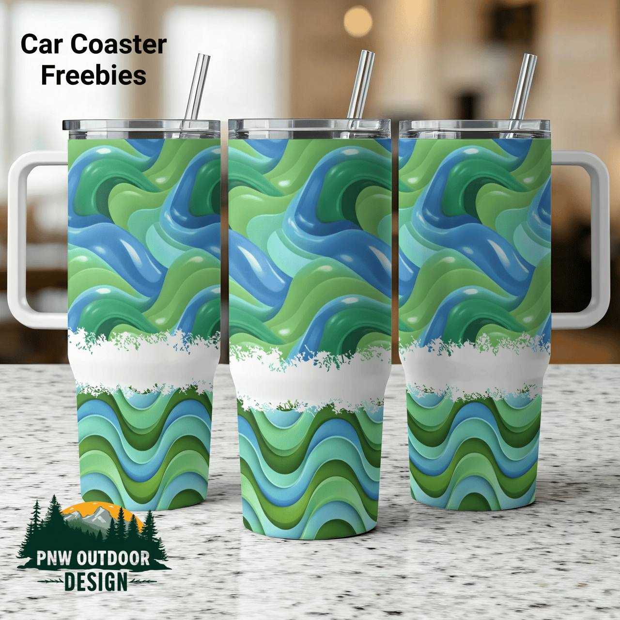 40oz Tumbler Sublimation, Wave Design, Seamless Tapered, Digital Download, Distressed Texture, Blue and Green Digital Paper, Tumbler Wrap