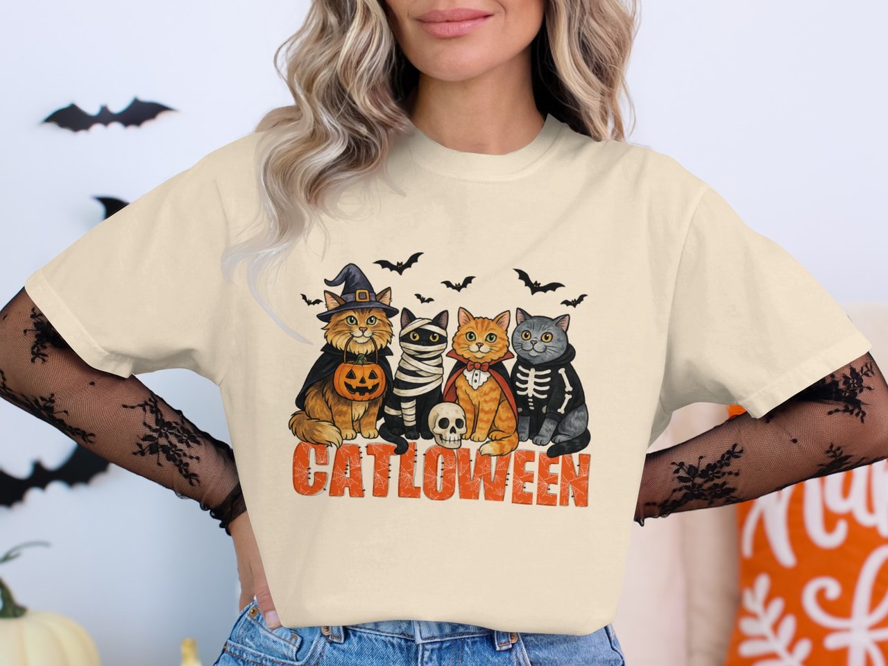 Purr-fectly Spooky Catloween Crew T-Shirt