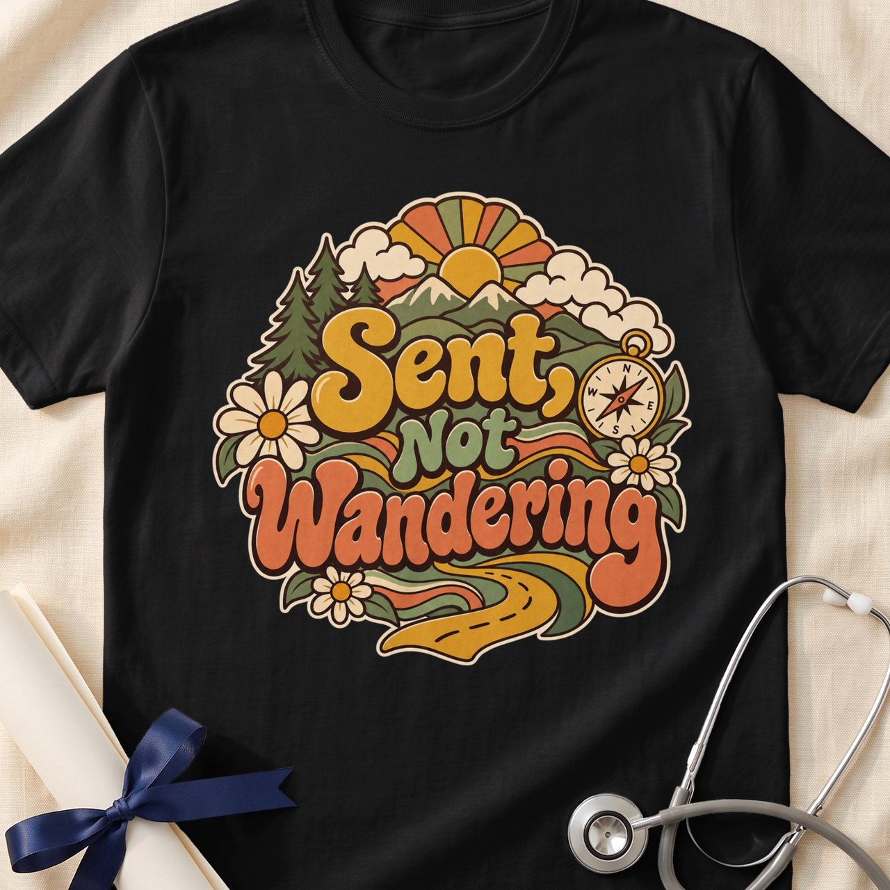 Sent Not Wandering Faith Based Tee