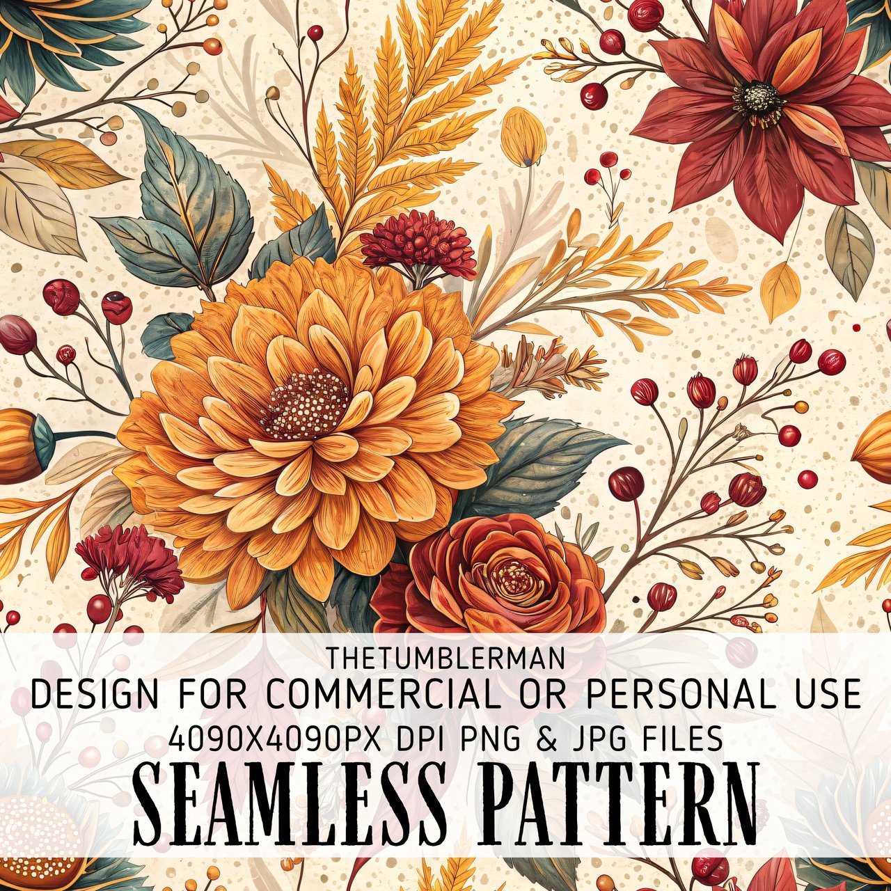 Floral Tumbler Design, Digital Download, Watercolor Flowers, Fall Tumbler Wrap, Junk Journal Paper, Printable Tumbler Png, Scrapbooking
