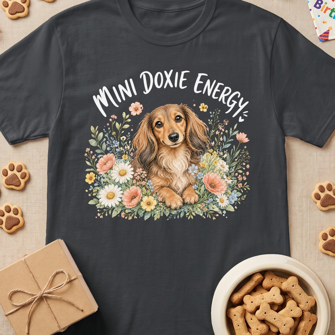 Mini Doxie Energy Floral T-Shirt