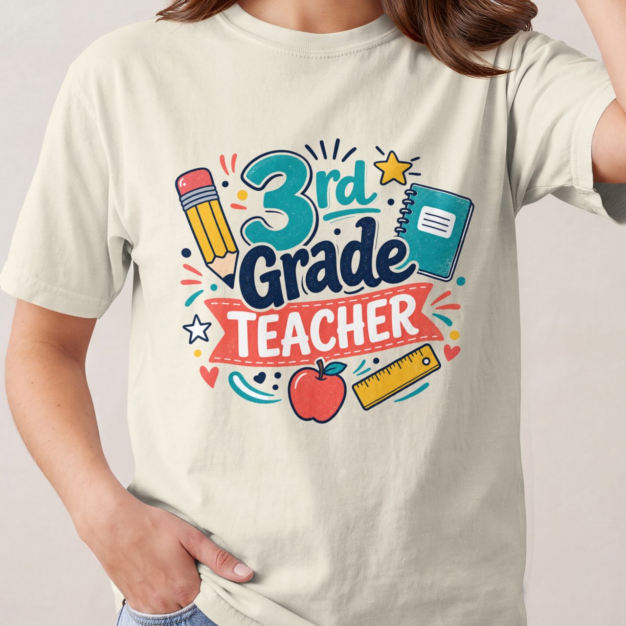 3rd Grade Teacher Shirt, Third Grade Team Crewneck Sweatshirt, Back To School Gift For Elementary Educator, Teacher Appreciation Tee