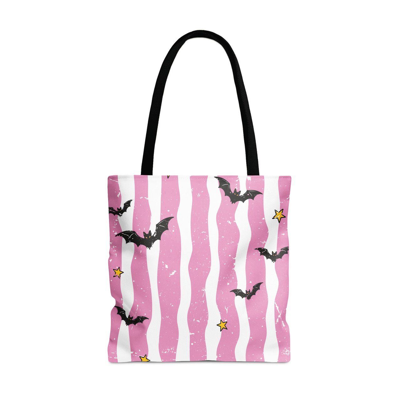 Distressed Pink Stripe Bat Phone Case | Spooky Cute Goth Kawaii Bat Pattern Tote Bag | Y2K Aesthetic Gift