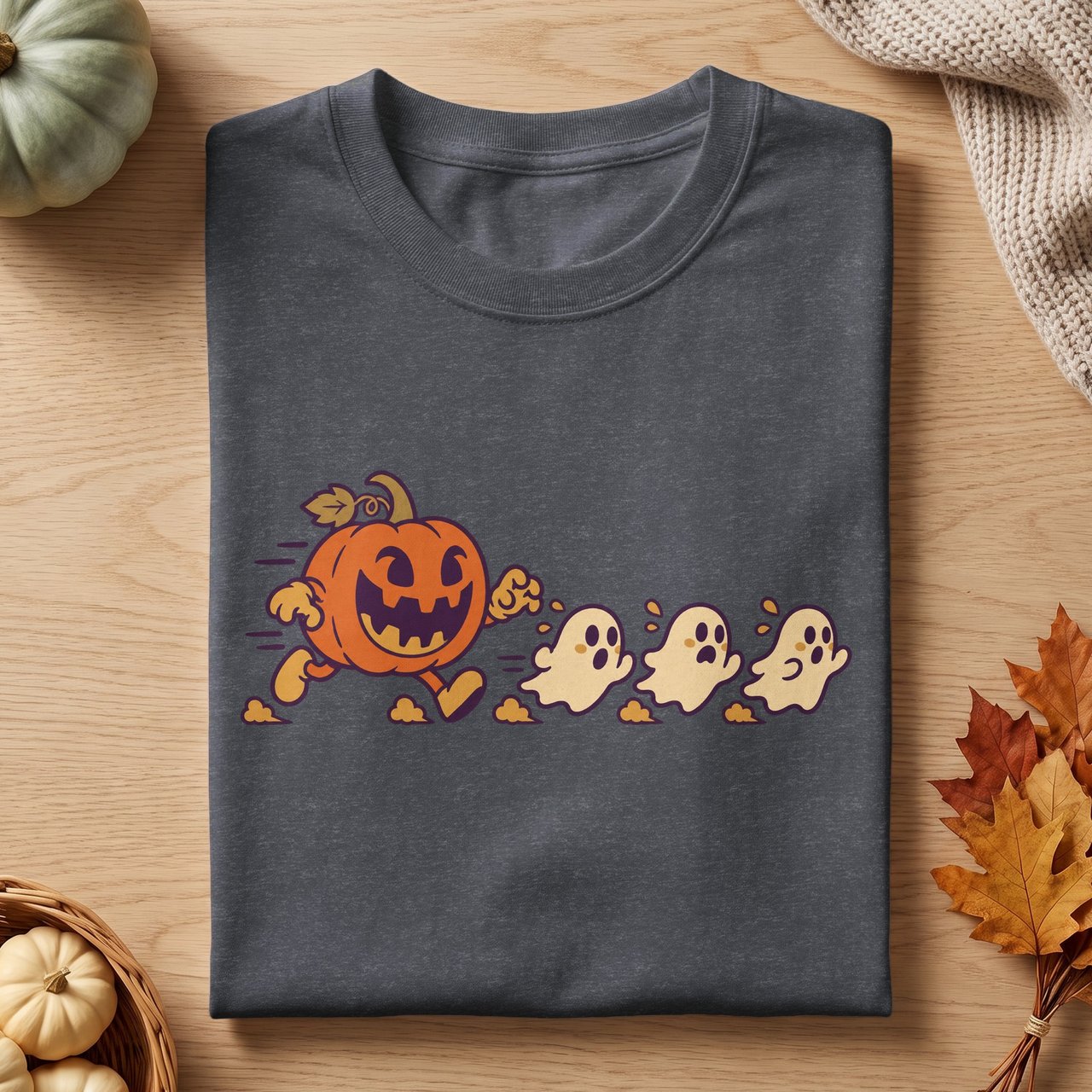 Retro Pumpkin Chasing Ghosts Tee