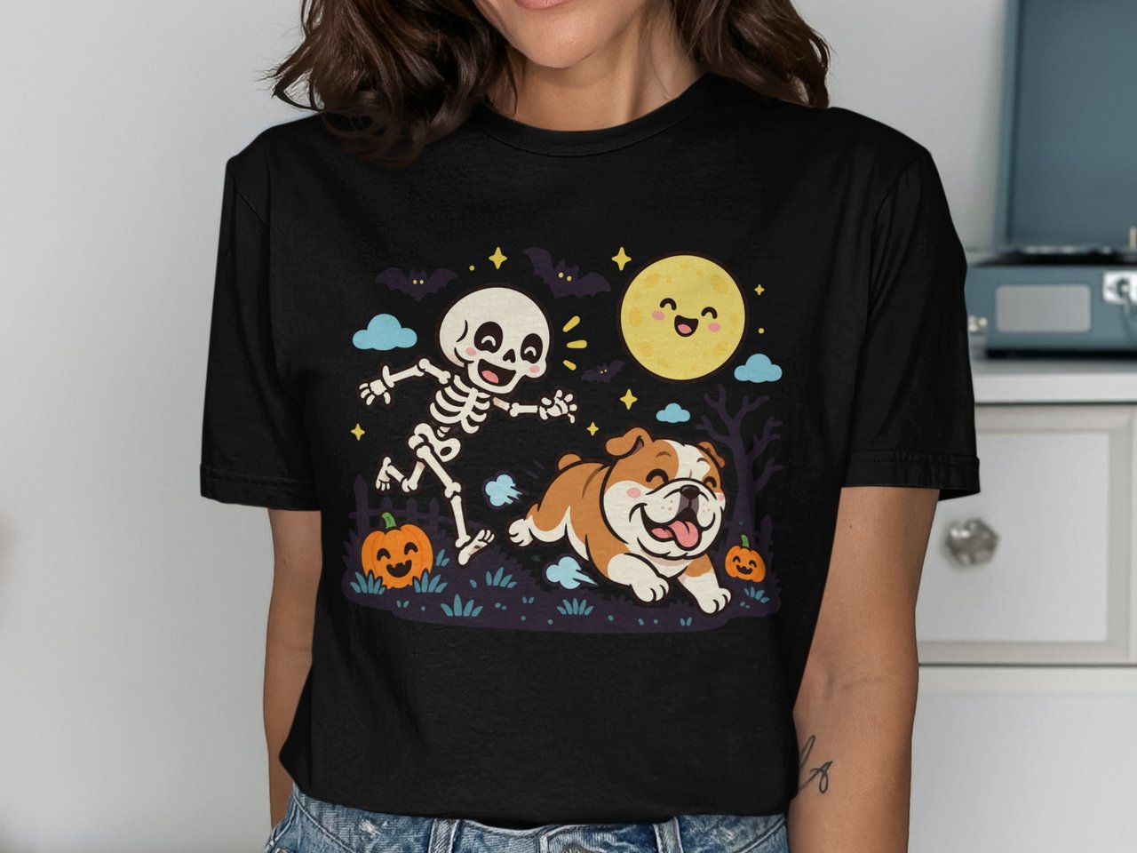 Spooky Skeleton Bulldog Tee