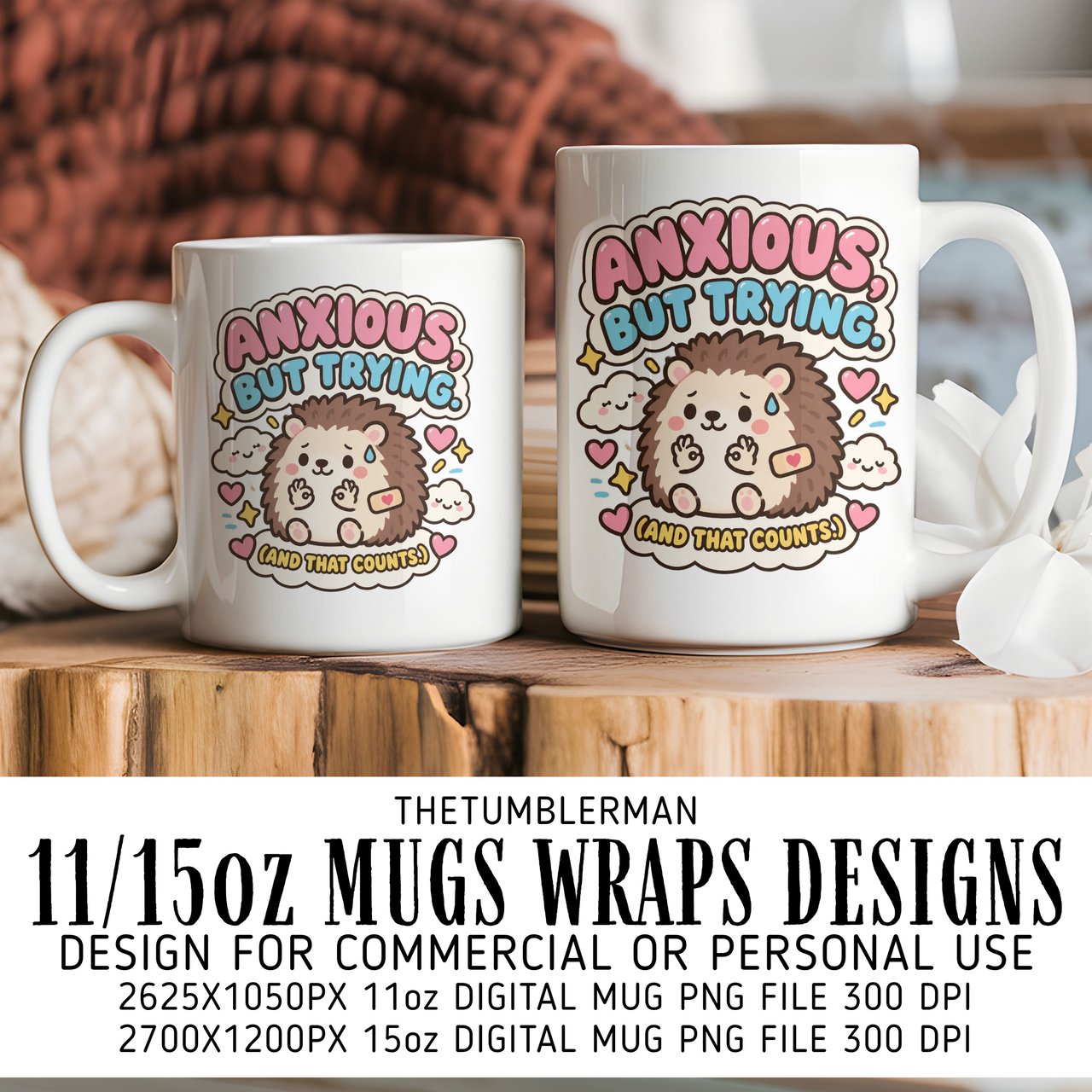 Anxious But Trying Digital Mug Wrap