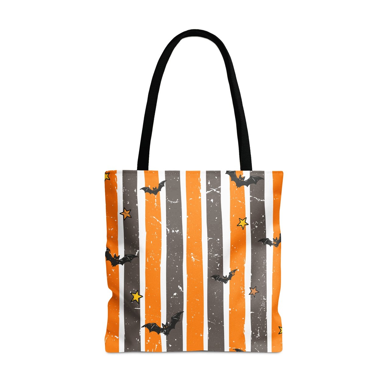 Spooky Bat & Star Grunge Stripe Phone Case, Halloween Aesthetic Tote Bag, Orange and Black Witchy Phone Cover