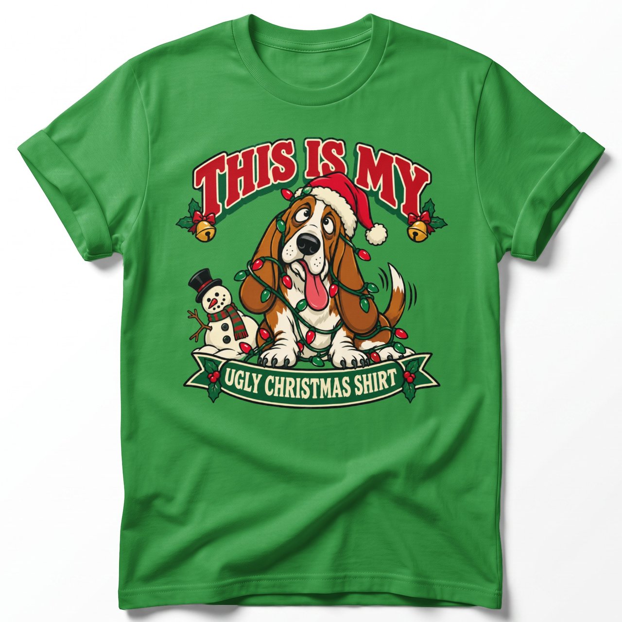 Ugly Christmas Basset Hound Tee