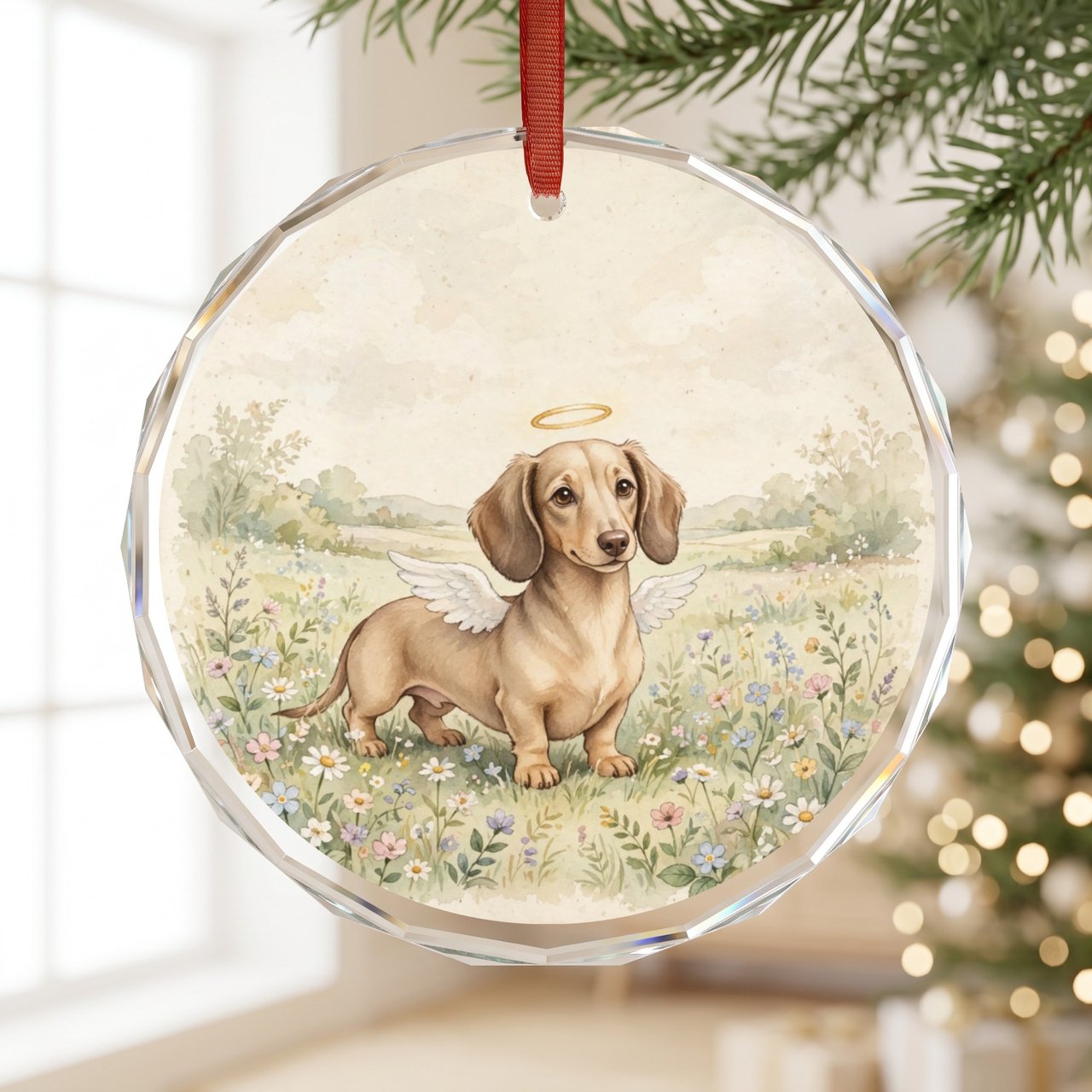 Dachshund Memorial Ornament | Angel Doxie Personalized | Pet Loss Gift