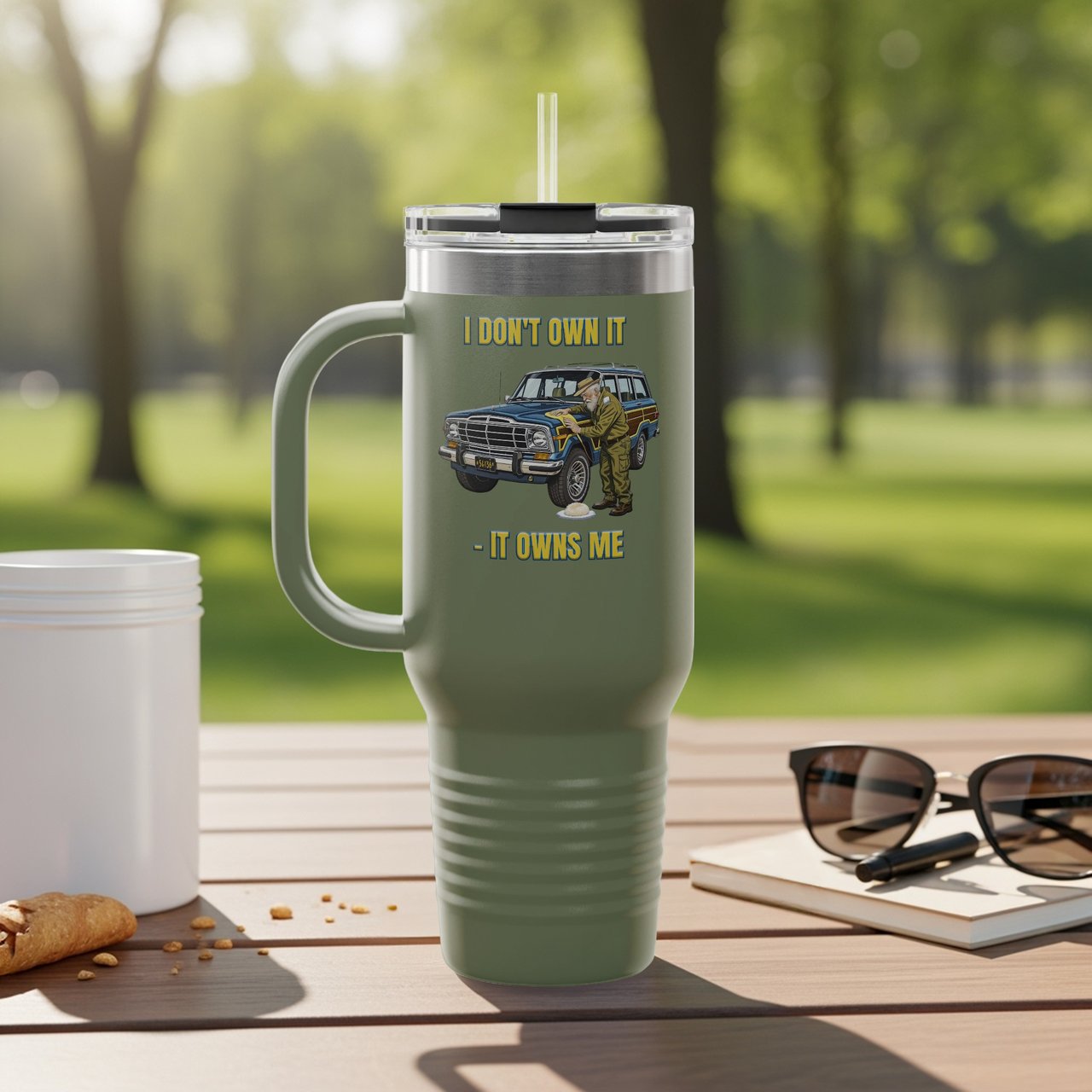 Grand Wagoneer Tumbler, Waggy Car Art, Funny Auto Tumbler, Car Lover Gift, Cool Vehicle Drinkware, Classic Car Design